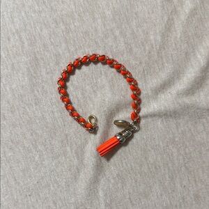 Orange and Silver Chain Bracelet with Tassel